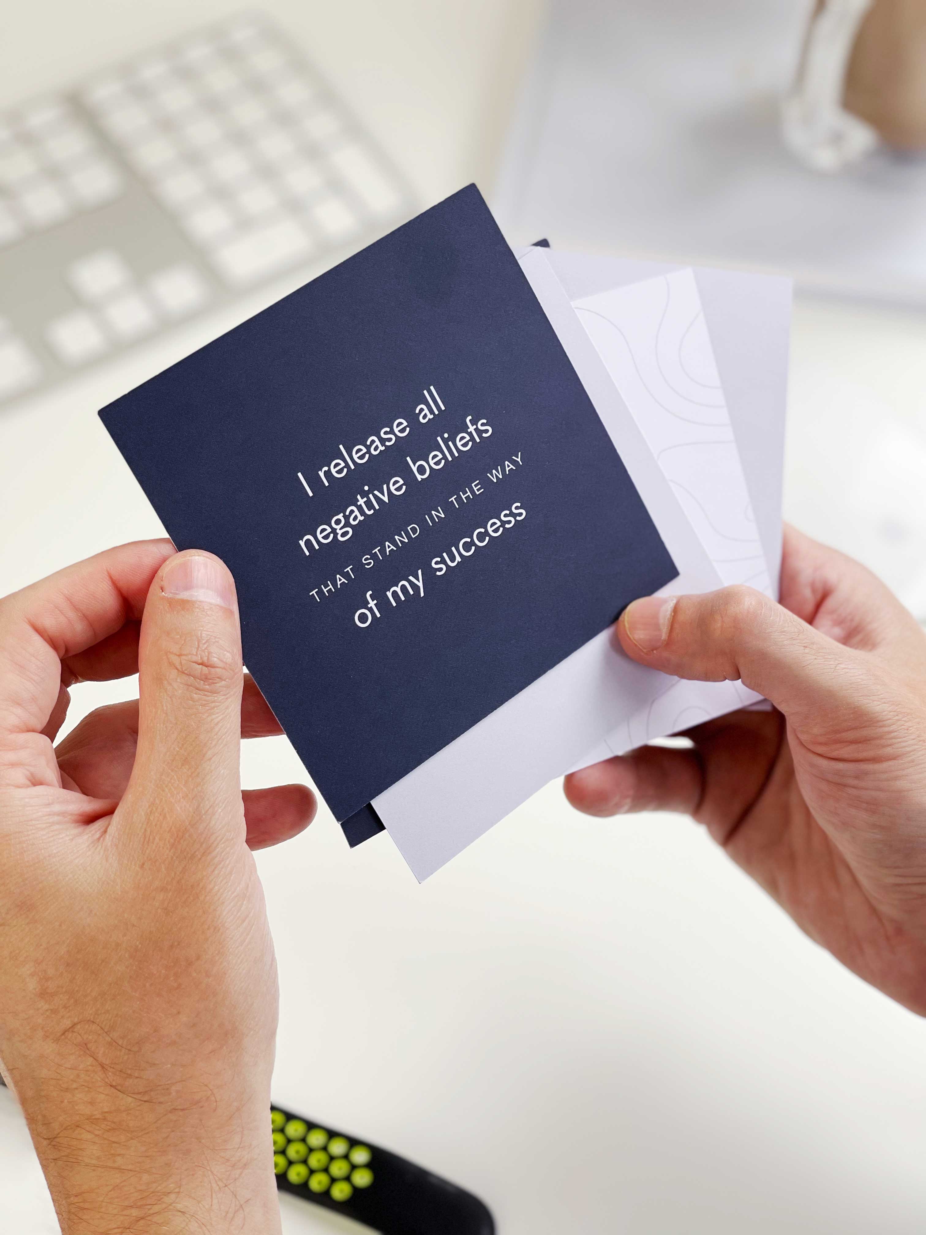 AIM Studio Co - Wholesale Stationery/Notecard Set - Positive Affirmation Card Pack for Men with Wooden Holder1