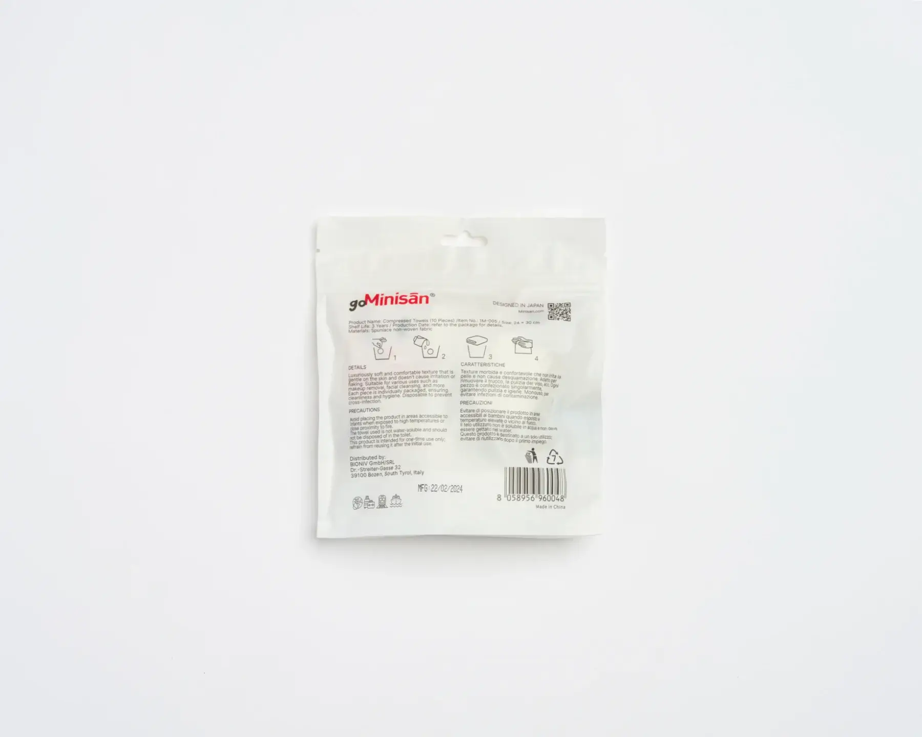 F.T.H. Food Technology Holding - Wholesale Face & Body Wipes - MINISAN - Safe Compressed Facial Towels (10 pieces)3