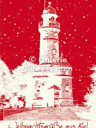 Kiel Leuchtturm Holtenau "Weihnachtsgrüße aus Kiel" für den Großhandel von Karen Utermann Galerie Jahreszeiten