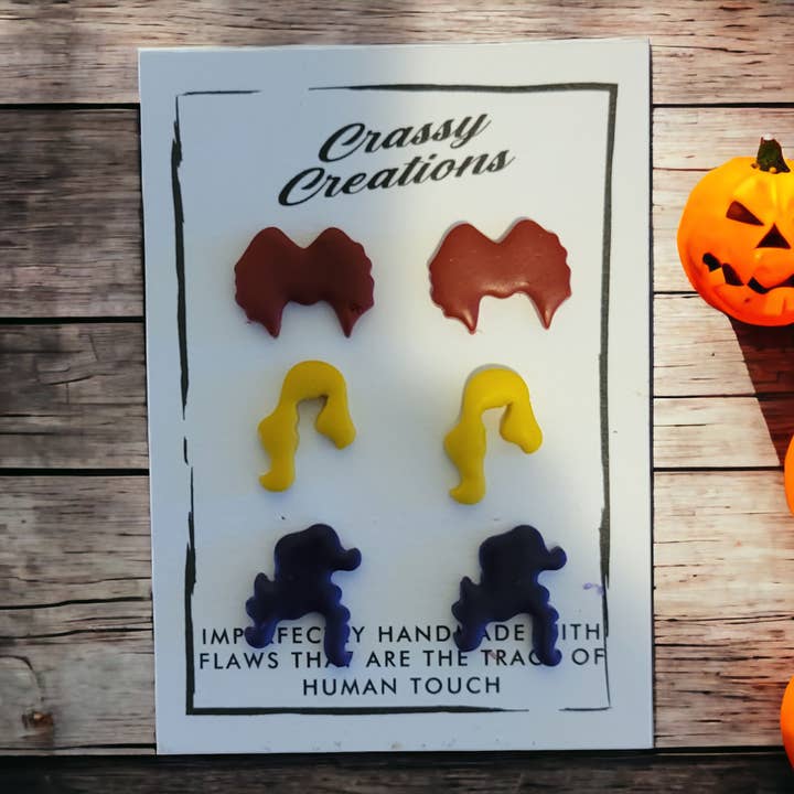 Hocus Pocus Sanderson Sisters Mix & Match Stud Set for wholesale by Crassy Creations