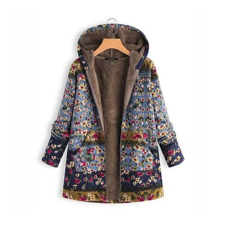 Giacca calda con cappuccio in cotone stampato per la vendita all'ingrosso da parte di FurDecoration