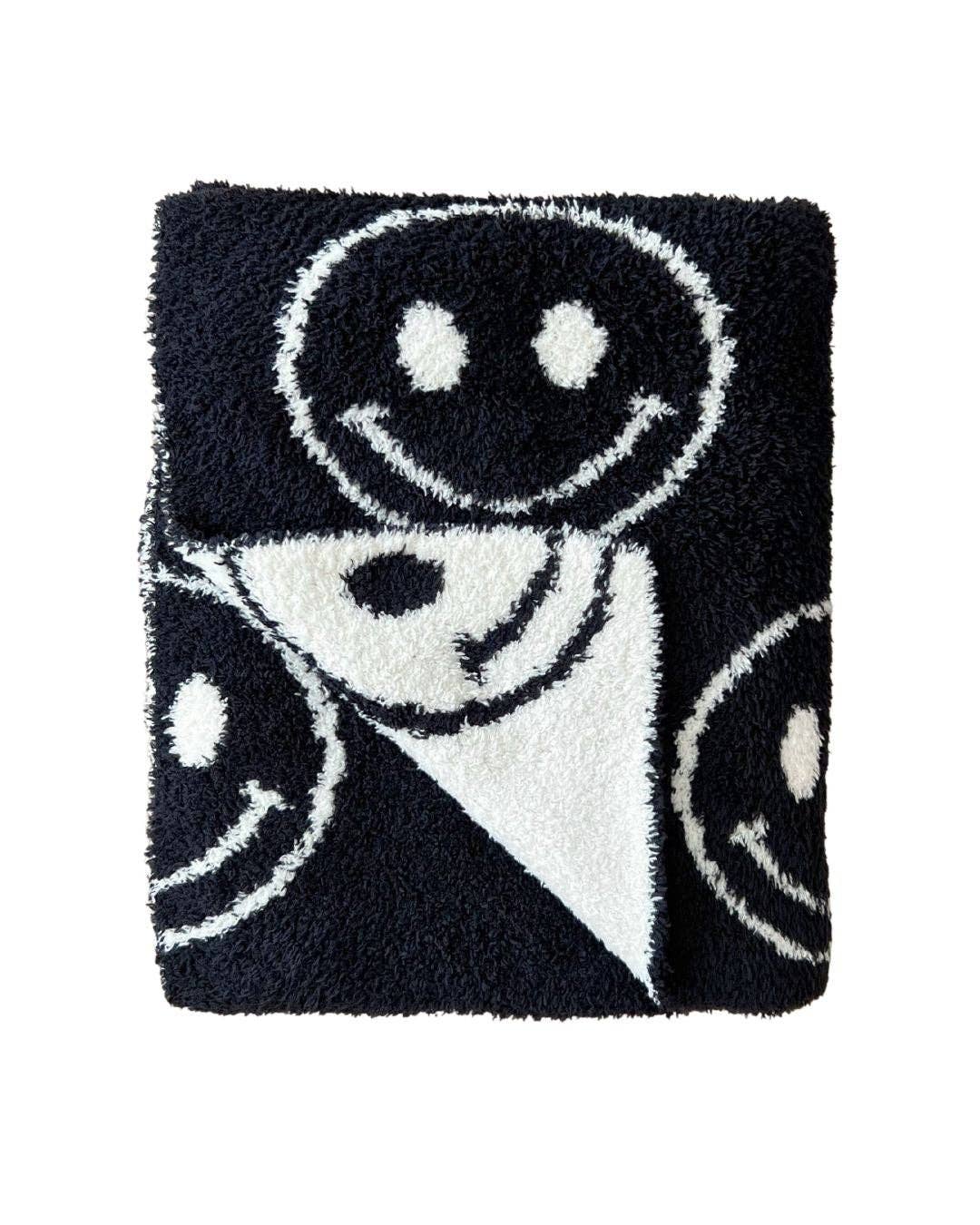 Lucky Panda Kids - Wholesale Bedding Blanket - Kids & Baby - Smiley Fuzzy Blanket | Black3