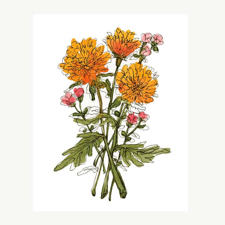 Estampe - « Marigolds » pour la vente par Rebekah Evans Art