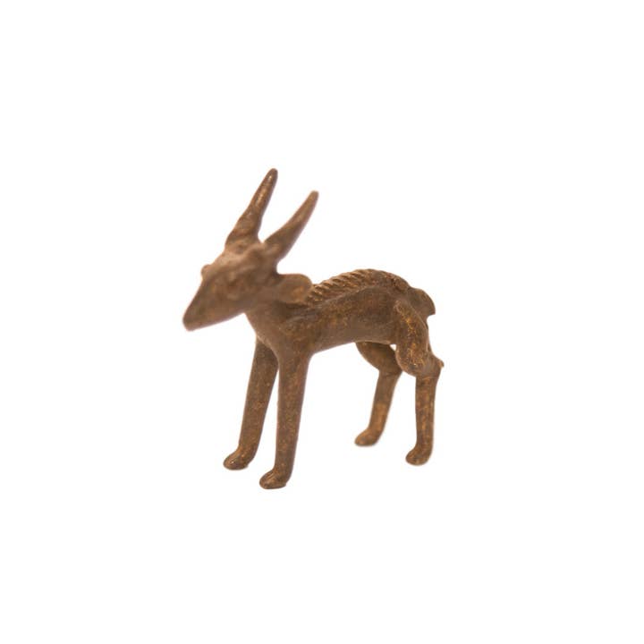 Old New House - Wholesale Sculpture - Vintage Dark Impala Ram Bronze Gold Weight