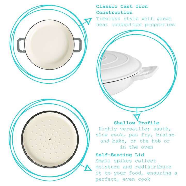 Rinkit Ltd – Engroshandel Gryde – Argon Tableware støbejernsgryde med lav profil - 2,9 l - mat sort3