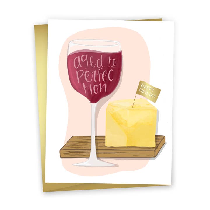 Carte de vœux d'anniversaire sur le thème du vin drôle - Aged Perfection pour la vente par funday goods