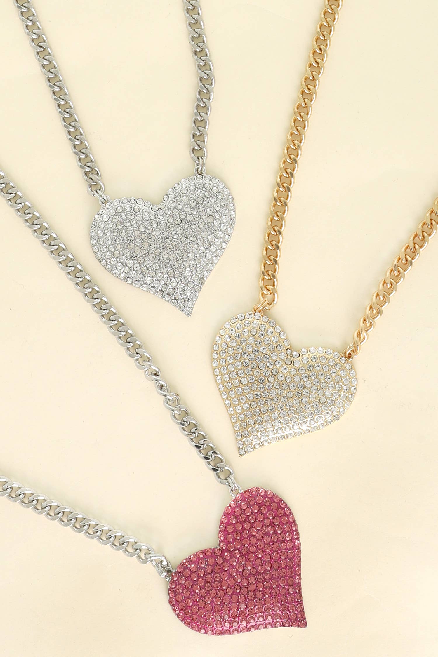 SP Sophia Collection - Wholesale Pendant/Charm Necklace - Valentine's Day Rhinestone Heart Pendant Necklace3