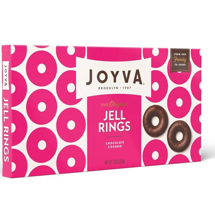 Long Island Candy Factory - Wholesale Chocolate Covered Sweets - JOYVA Chocolate Covered Raspberry Jelly Rings 5 Pound box