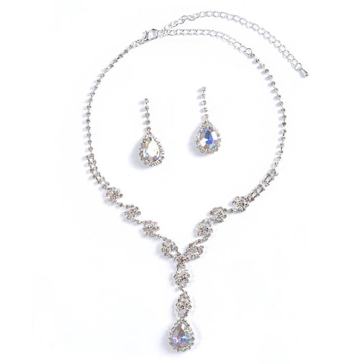 Conjunto de collar y pendientes chapados en oro Aurora Boreal para venta al por mayor de Cool Crystals