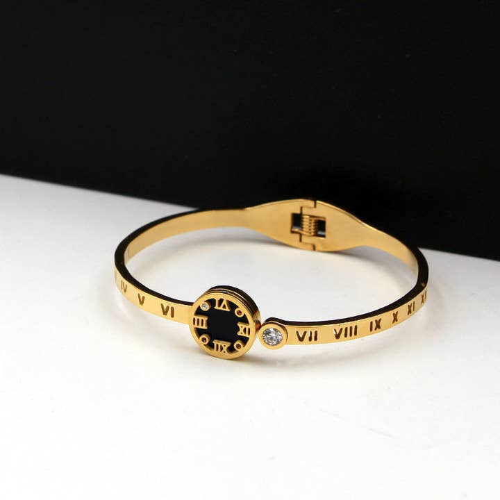 Ole - Wholesale Bangle Bracelet - Roman Numerals Stainless Steel Bracelets B226910