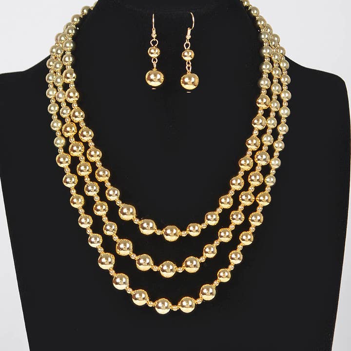 3AM BY H&D ACCESSORIES - Wholesale Jewelry Set - CCB Ball Necklace Se