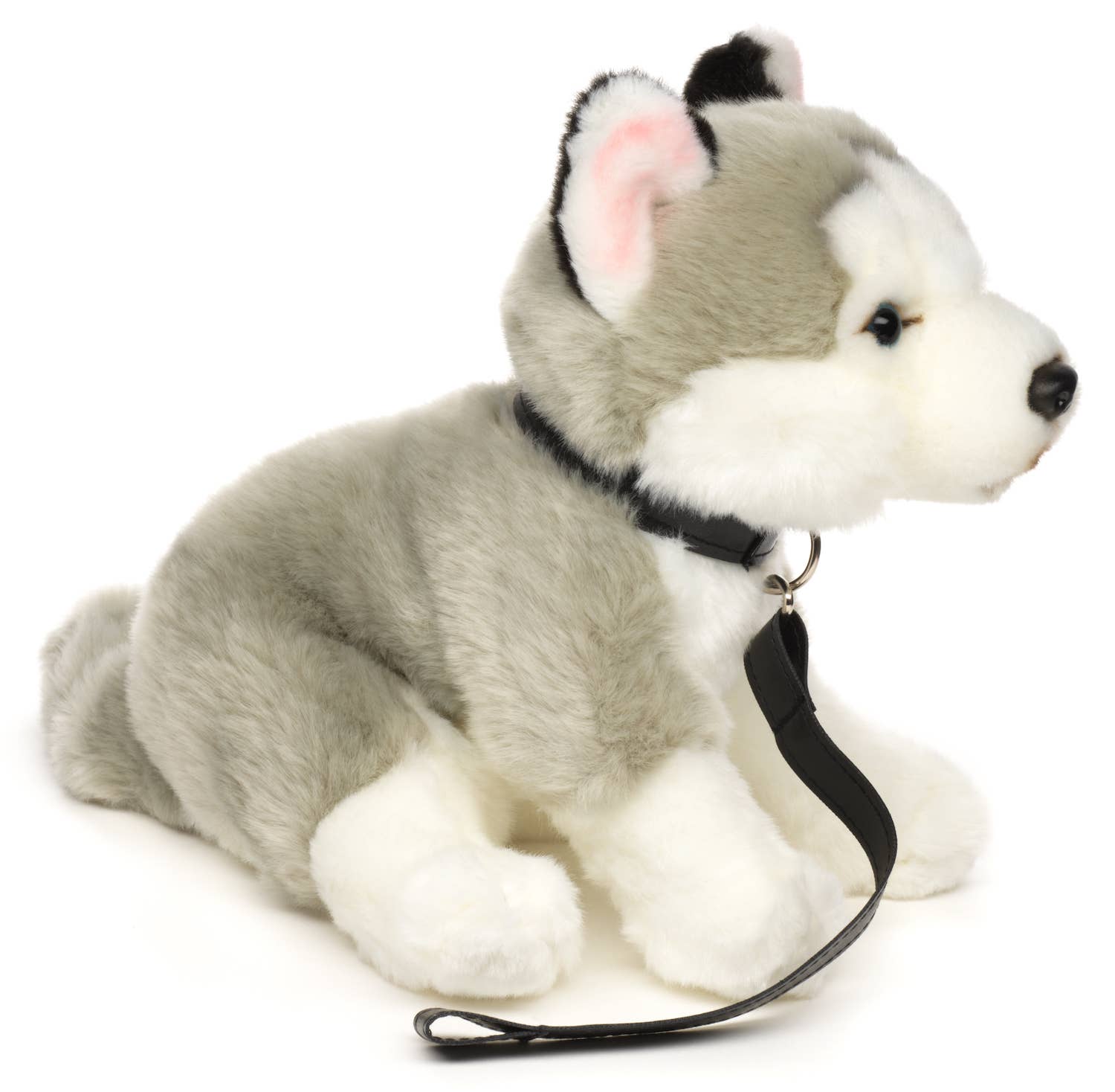 Uni Toys – wholesale Stuffed/plush toy – Kids & baby – Husky grey, sitting (with leash) - cuddly/plush toy2