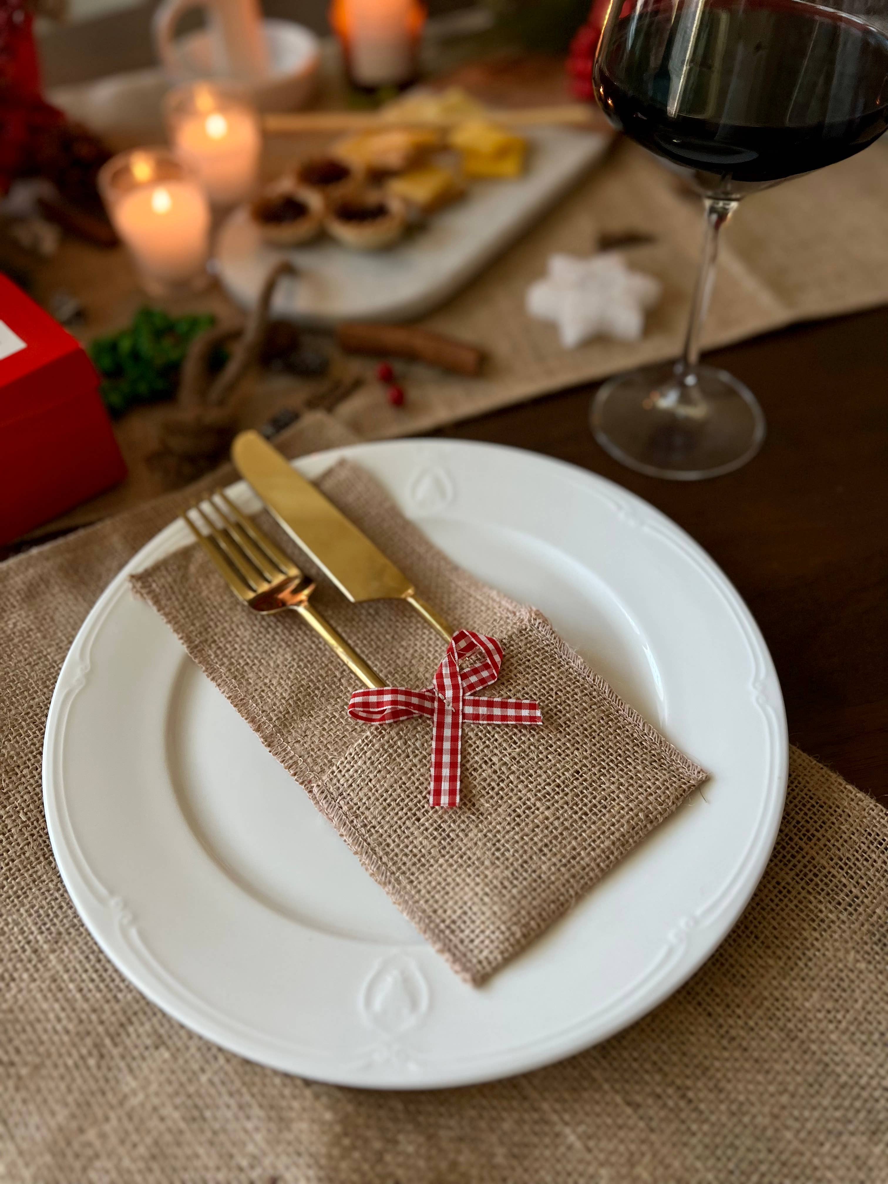 Uniq Favors – wholesale Servetthållare – 10 Rustik säckväv bestick hållare, Bröllop bord bestick påse6