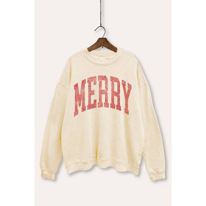 MERRY TYPOGRAPHY CHRISTMAS THEME GRAPHIC SWEATSHIRT for wholesale by STARCHIS