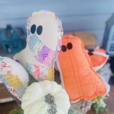 A Gnome on the Roam - Wholesale Decorative Tabletop Object - Handmade Vintage Quilt Ghost Pillow Spooky Halloween Decor3