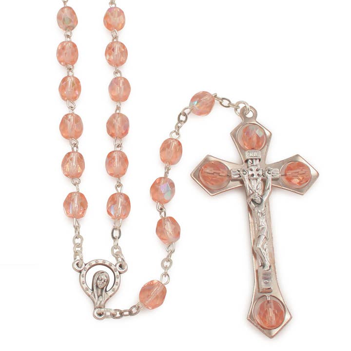 Rosary Pink Crystal Borealis Beads for wholesale by RM Trading