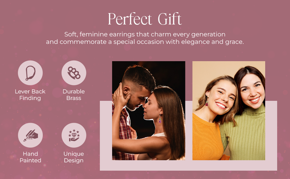 NoMonet - Vente Boucles d'oreilles pendantes - Fairyland : boucles d'oreilles florales paisibles avec feuilles peintes à la main8