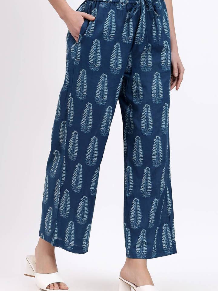 Hi Handmade - Wholesale Buttoned-down shirt – Women's - Coord Shirt Pant Set - Blue6