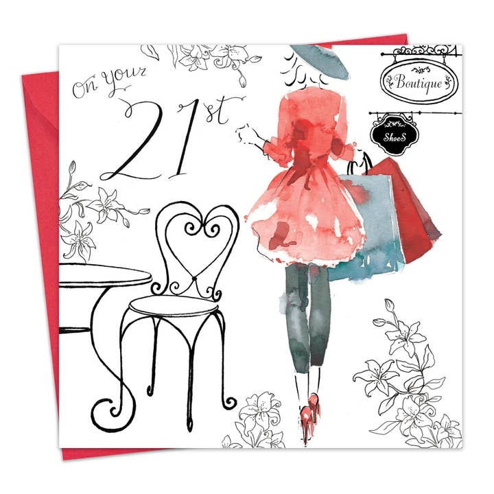 21st Birthday Card For Her - Swarovski Crystal Hand Finished for wholesale by Twizler Ltd