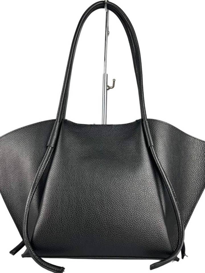MI115BK Italian Black Leather Tote Bag for wholesale by JIJOU CAPRI