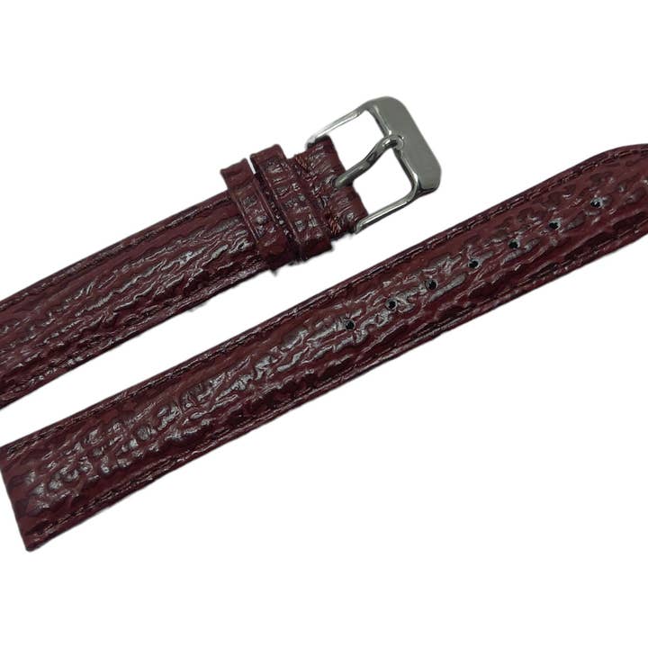 18mm bordeauxrood lederen horlogeband met koepelvormige haai voor wholesale door BRACELETS MONTRE ACH