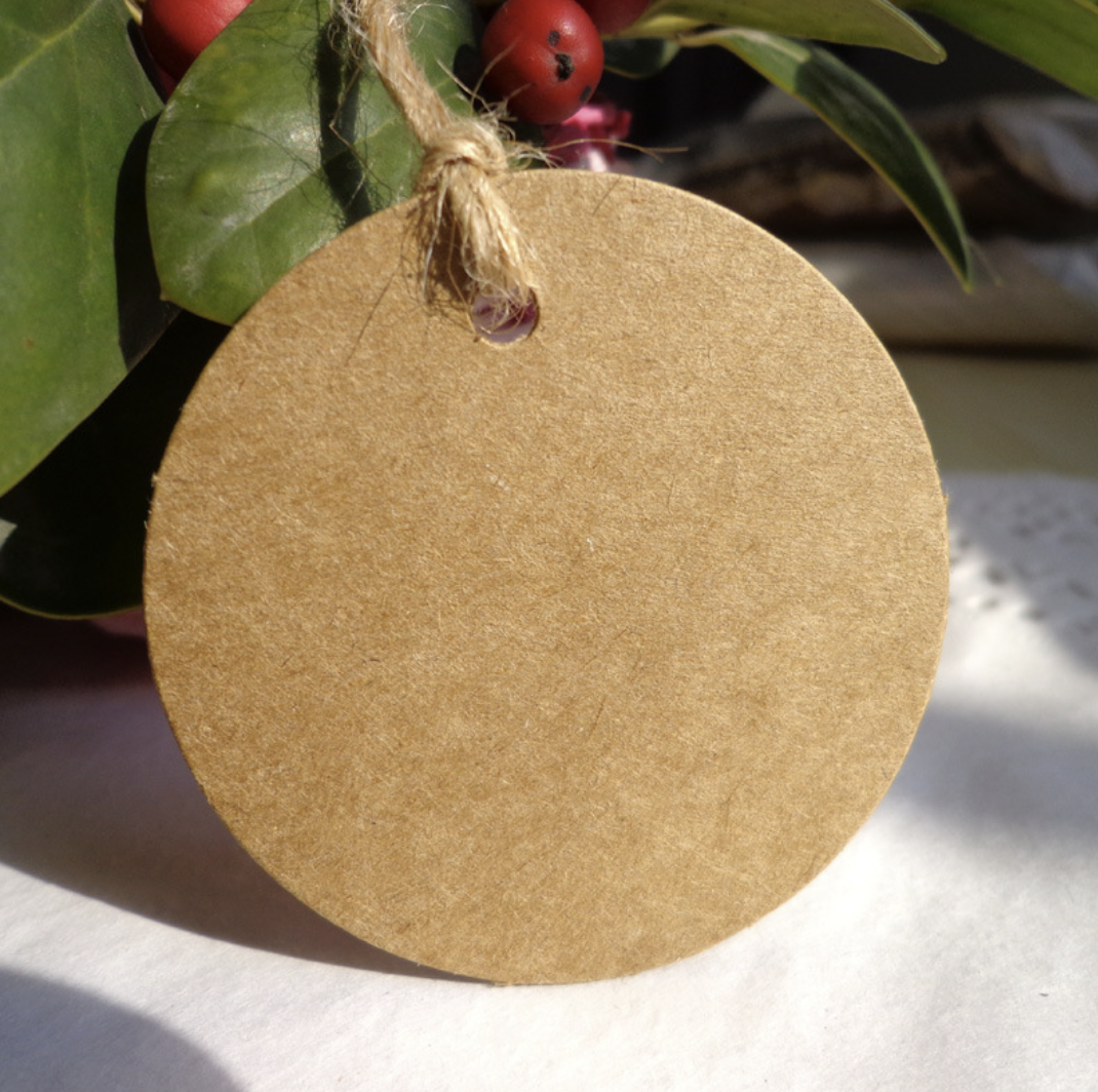 ByHome - Wholesale Gift Tag - 100pcs, 2.0" circular kraft brown paper blank gift tag card2