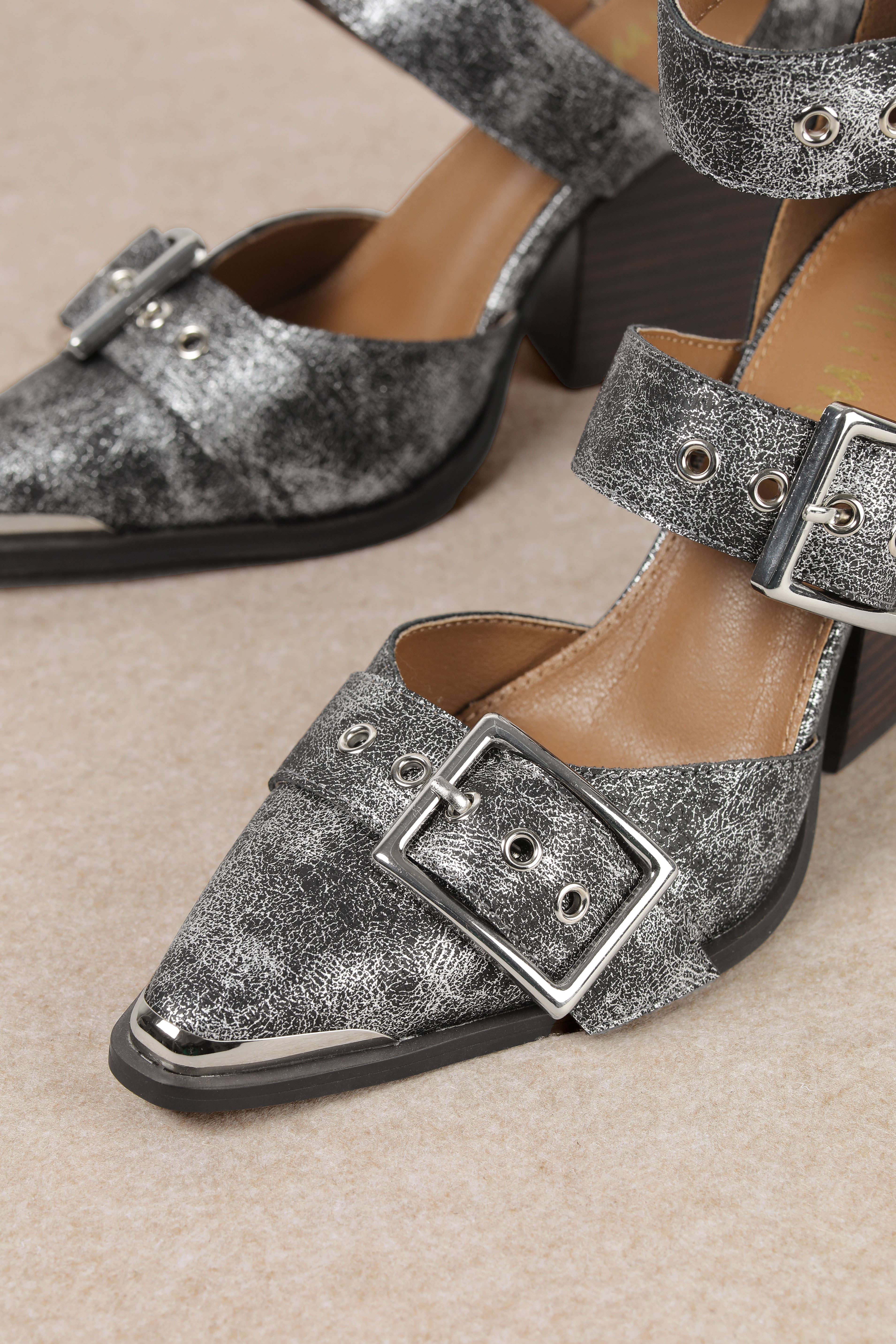 CCOCCI - Vendita all'ingrosso Tacchi alti - Donna - TACCHI LARGHI A PUNTA CON TRIPLA CINTURA HENDRIX36