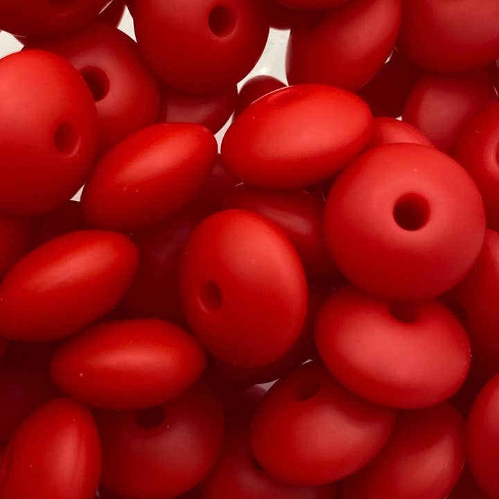ASAP Craft Supplies - Wholesale Craft Supplies - 20 Red Solid Silicone Lentil Beads - 12mm