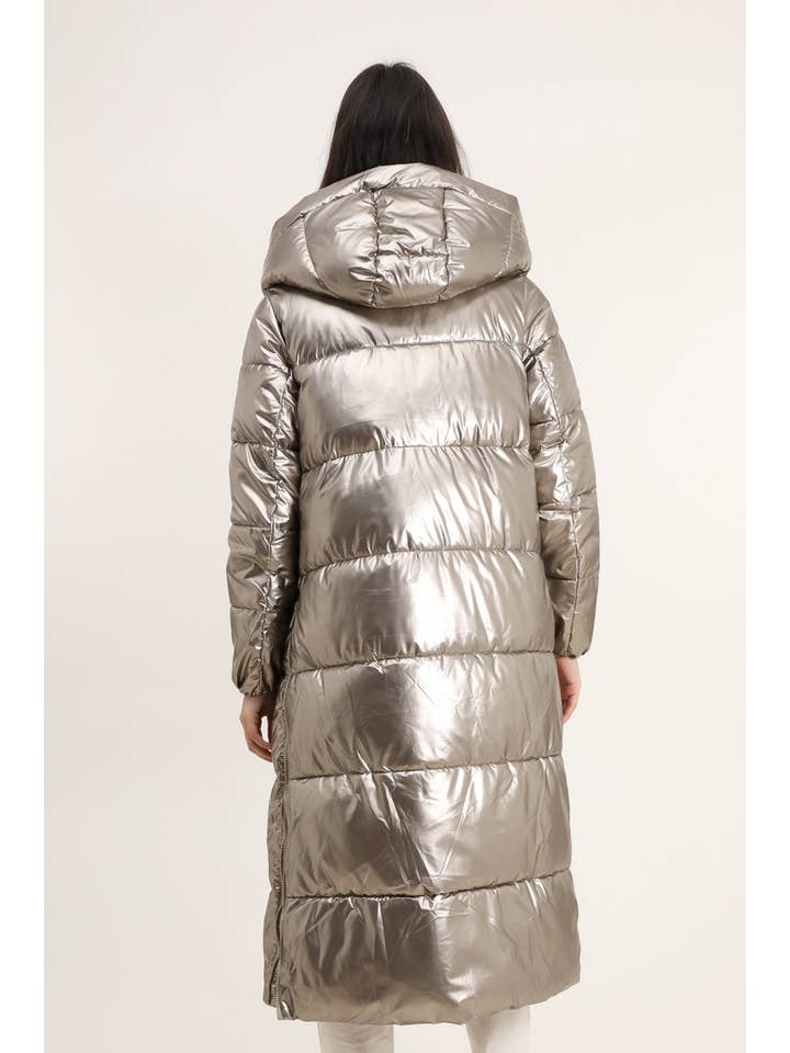 Attrait Paris - Wholesale Puffer Jacket - Women's - Extra long puffer jacket with metallic hood7