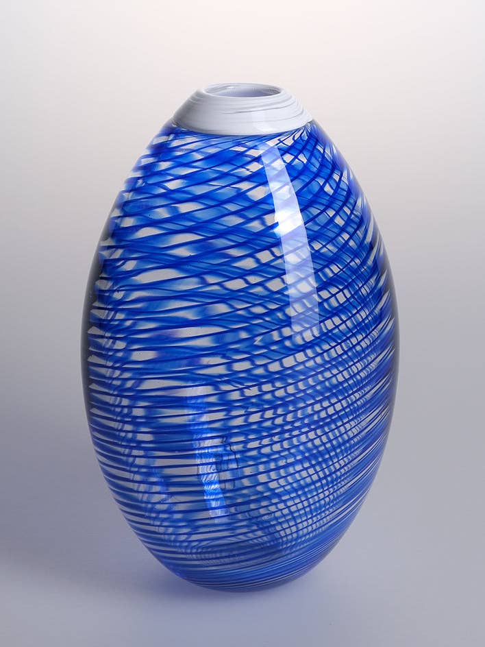 Jarrón de Cristal Merletto Sogni Azzurri Soplado a Mano para venta al por mayor de Barbablanca Glassworks
