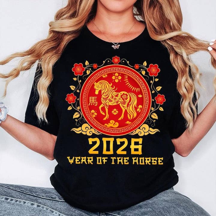 Year of The Horse Shirt, Chinese New Year 2026 Long Sleeve for wholesale by AJCanvasPrints
