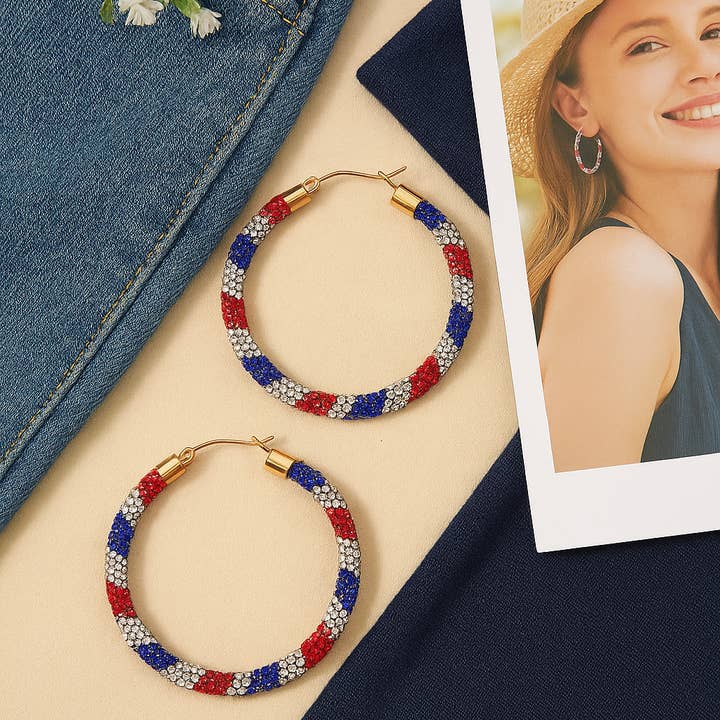 The Bling Barn - Wholesale Hoop Earrings - Star Spangled Hoop Earrings3