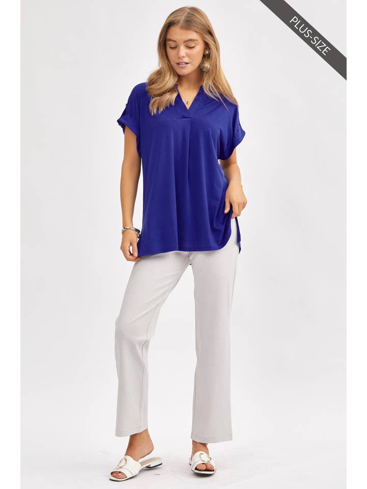 Dear Scarlett - Wholesale Tunic - Women's - PLUS SIZE Solid Soft Dolman Sleeve Top