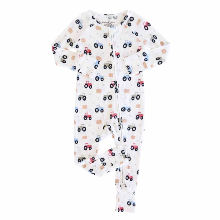 Caden Lane - Wholesale Jumpsuit - Baby - Little Farmer Bamboo Waffle Convertible Zip Romper5