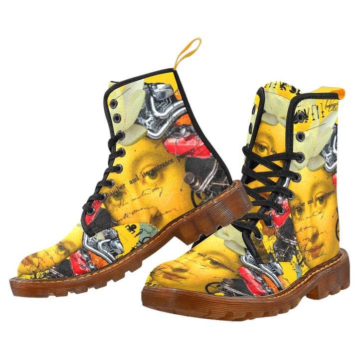 THE BORING HEADDRESS II II II ALT. FACE Women's All Over Print Fabric High Boots for wholesale by Bønes and Balløøns