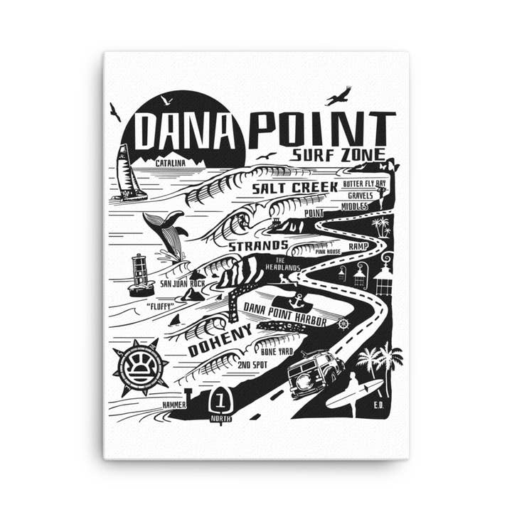 DANA POINT Map Canvas for wholesale by Distant Local