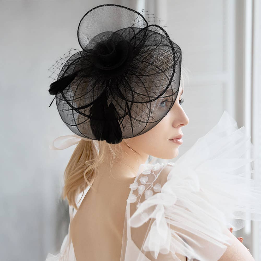 Sensibling Corp. - Vente Chapeau bibi – femme - Fascinateur / Bandeau en maille de plumes et fleurs19