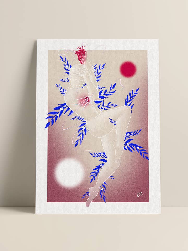 “Viva Magenta Emotions” illustrated poster for wholesale by Edouard Rowehy