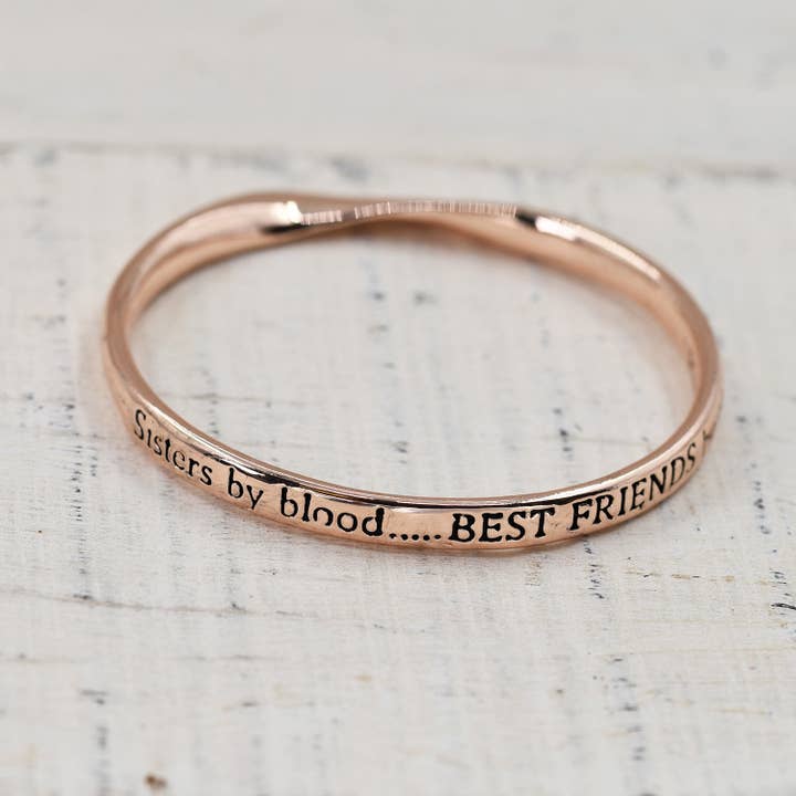 "Sisters by blood.....BEST FRIENDS by choice" word bangle for wholesale by Tempest Designs