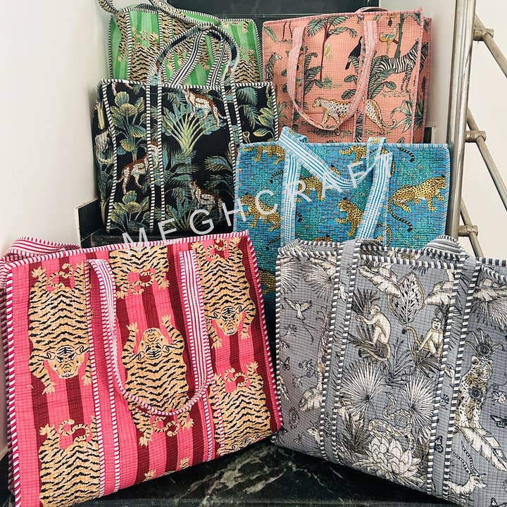 Meghcraft - Wholesale Tote Bag - Women's - Assorted Cotton Quilted Multipurpose Tote Bag | Beach Bag3