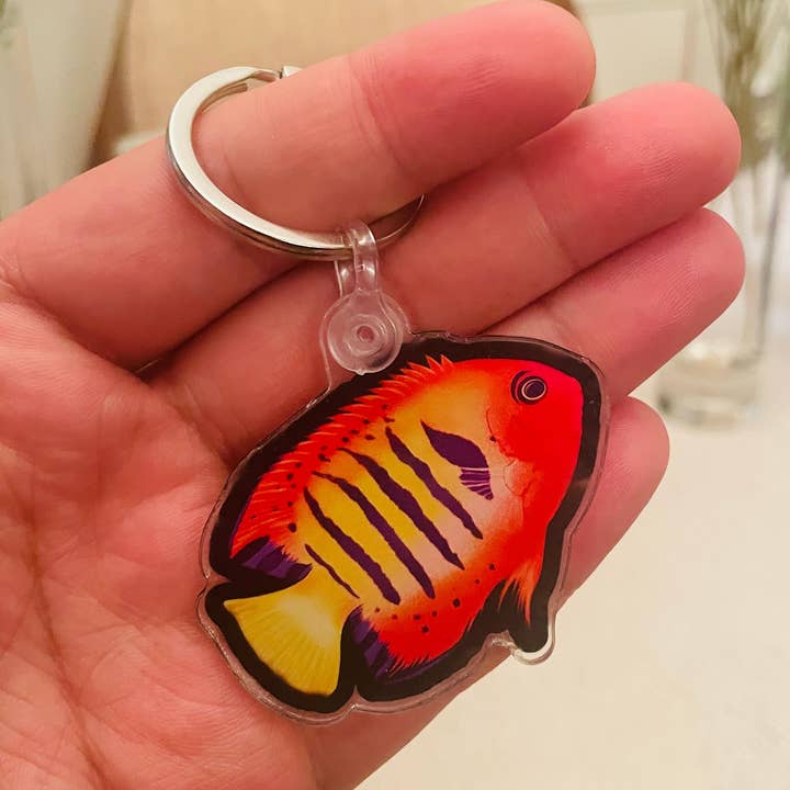 Flame Angelfish Keychain for wholesale by Reef of Clowns