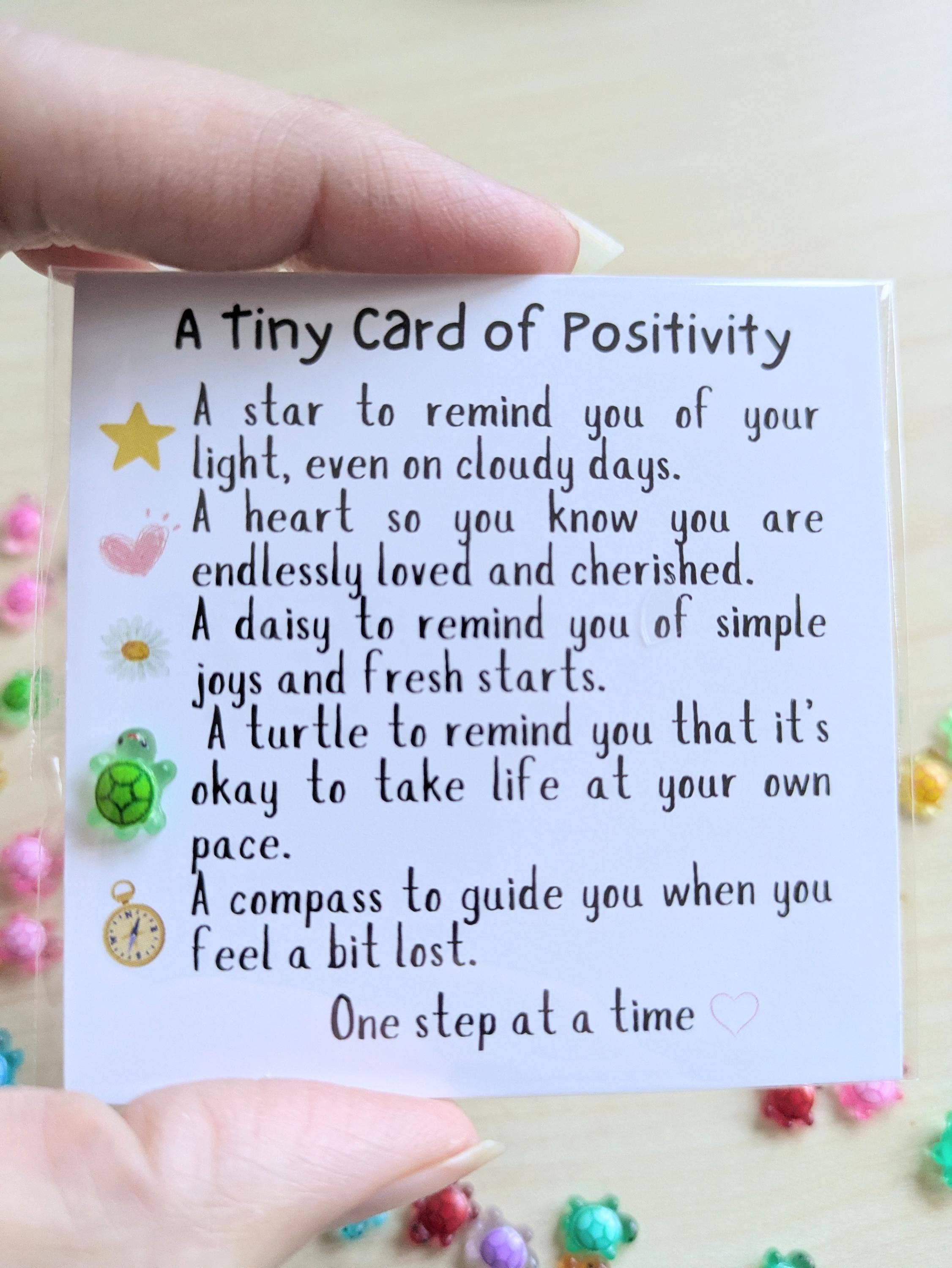 Uplifted Ink - Wholesale Encouragement Card - Positivity Turtle Figurine Card with Custom Note Option2