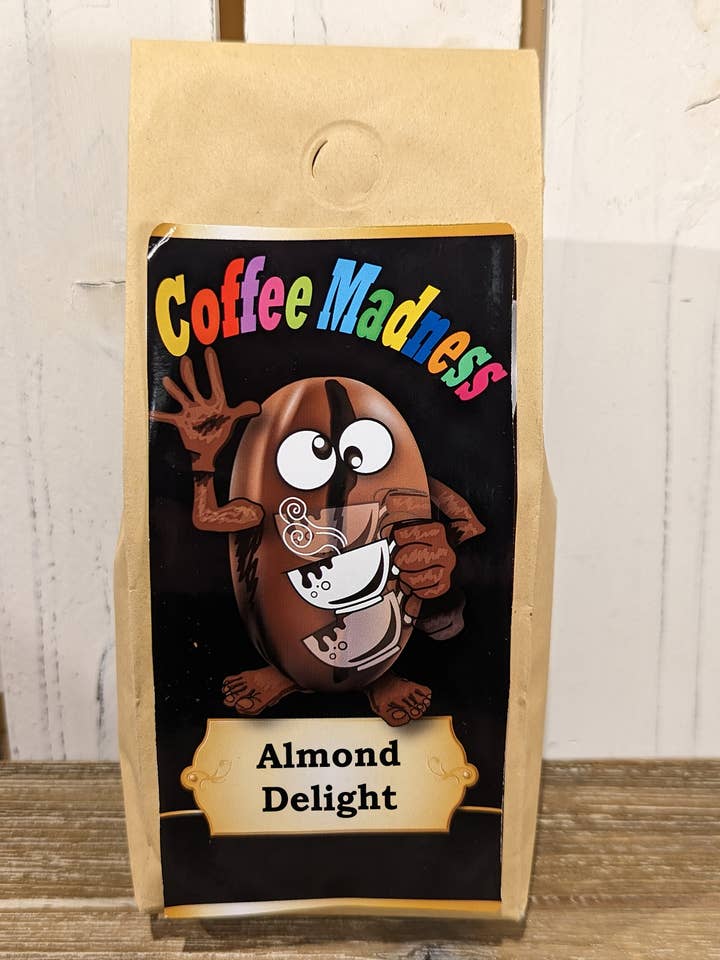 Almond Delight Flavored Ground Coffee 12oz Bag for wholesale by Coffee Madness