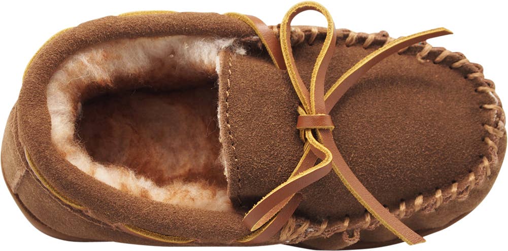 Eastern Off Price - Wholesale Slippers - Kids - Norty Toddler Boy Girls Unisex Suede Moccasin 40103 Chestnut3