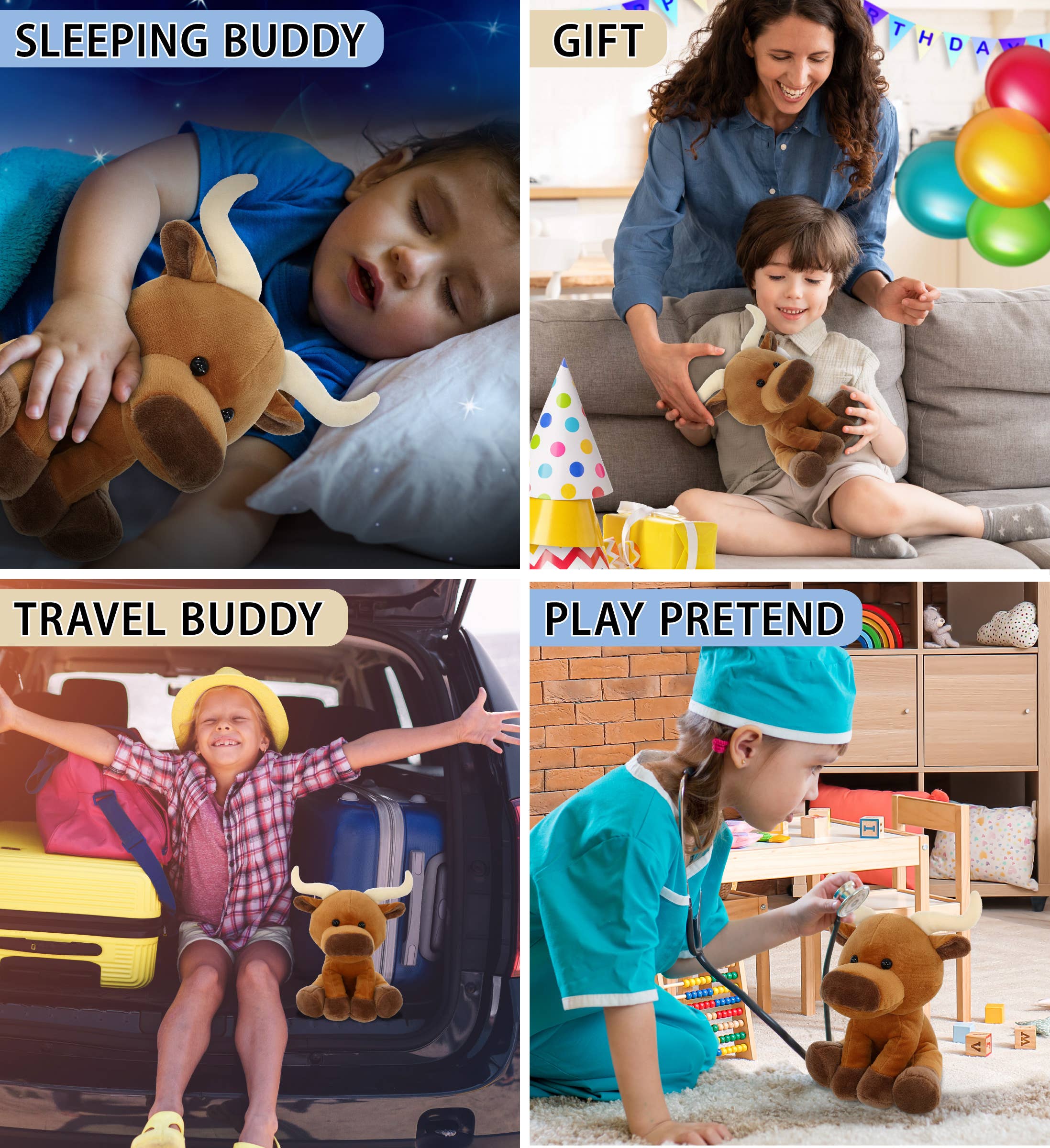 Cota Global - Wholesale Stuffed/Plush Toy - Kids & Baby - Plush - Floppy Longhorn 7"3