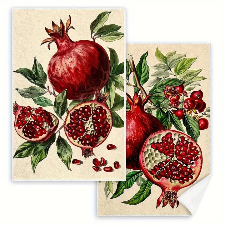 Huis Van Merken - Wholesale Tea Towel - 2-Pack Pomegranate Kitchen Towels Set - Contemporary Soft Absorbent Dish Cloths1