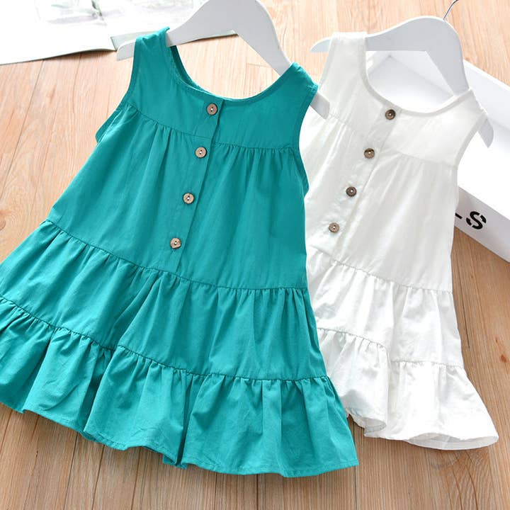 Little Chic Boutique - Wholesale Dress - Kids - 18M-8Y Kids Girls Solid Color Sleeveless Tank Dress Wholesale Kids Boutique Clothing