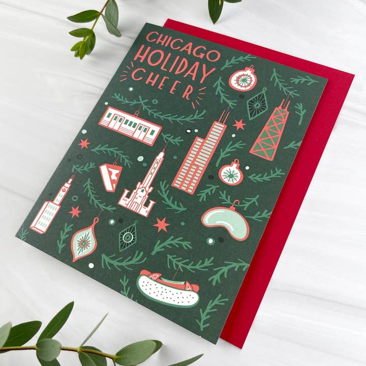 Paper Parasol Press - Wholesale Season's Greetings Card - Chicago Ornaments Holiday Christmas Card2
