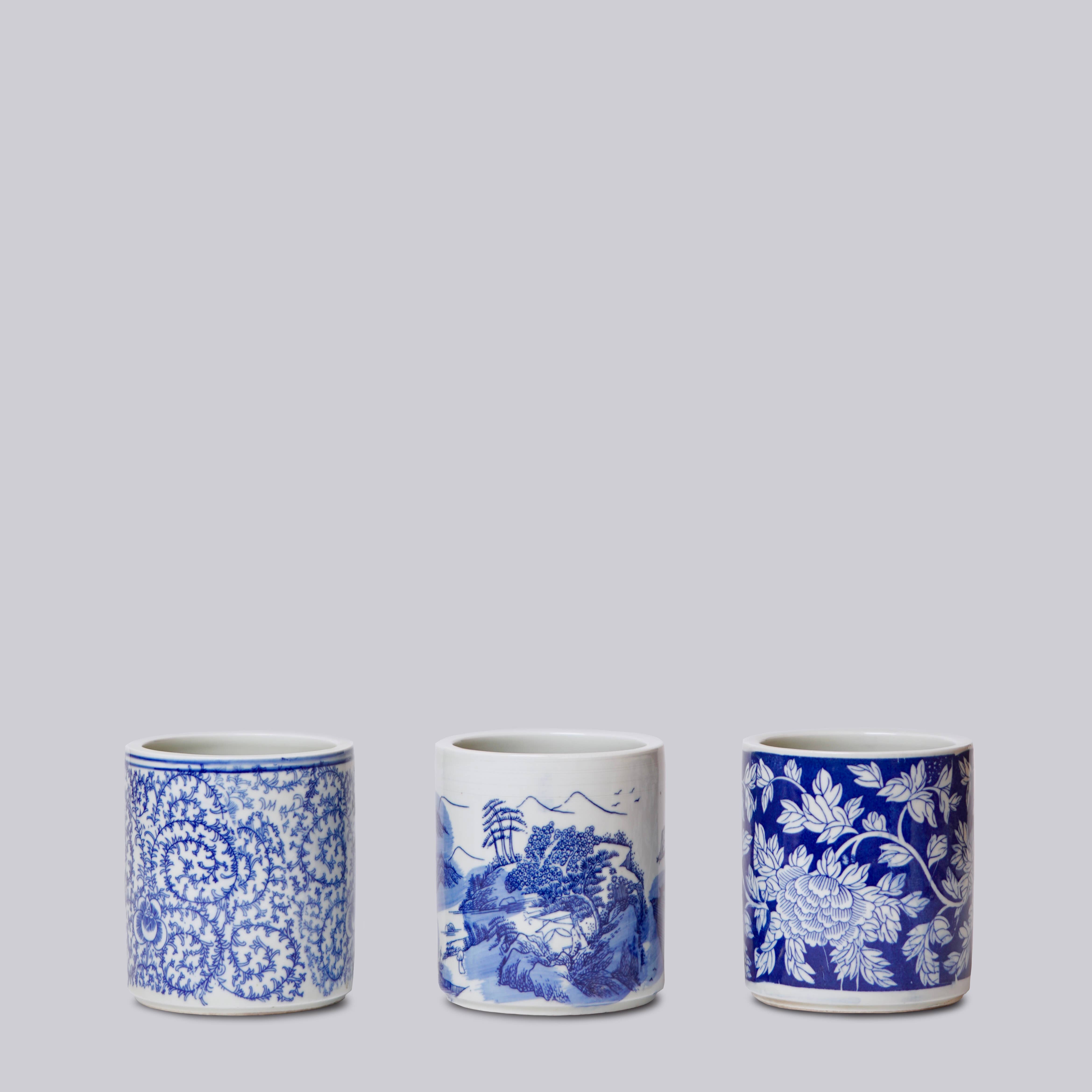 Cobalt Guild - Vente Pot pour plante d'intérieur - Petit cache-pot de pivoine de campagne en porcelaine bleue et blanche4