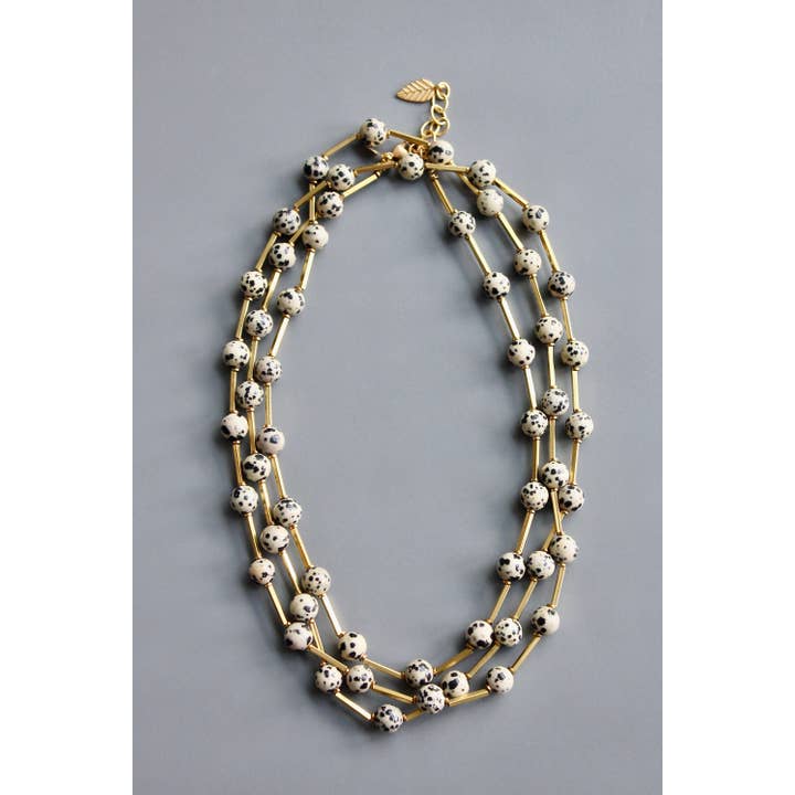 David Aubrey Jewelry – Großhandel Perlenkette – HYL160 Halskette aus dalmatinischem Jaspis und Messing3